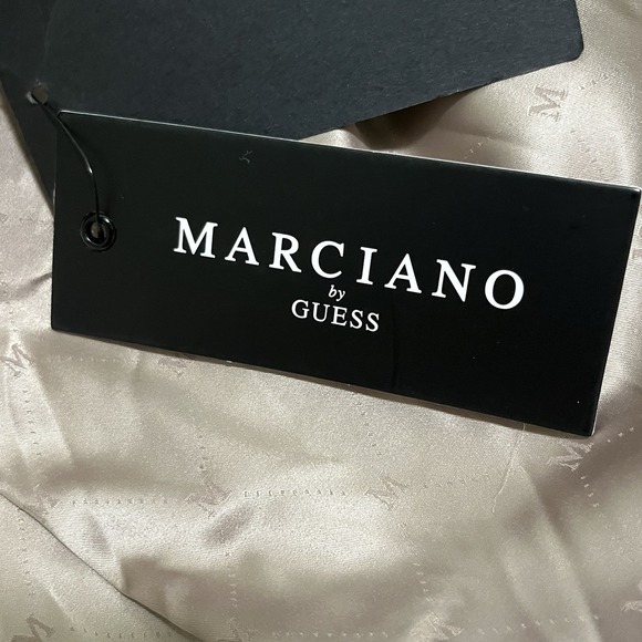 Marciano By Guess Wool Blend Coat Womens Size 2 Tan Camel Faux Fur Trim Belted - Picture 13 of 16